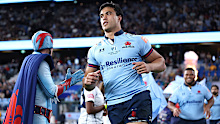 Joseph Aukuso-Suaalii of the Waratahs runs out at Allianz Stadium.