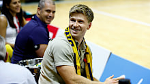 SUNSHINE COAST, AUSTRALIA - APRIL 26: Robert Irwin is seen during the round three Super Netball match between Sunshine Coast Lightning and Queensland Firebirds at UniSC Arena, on April 26, 2025, in Sunshine Coast, Australia. (Photo by Russell Freeman/Getty Images)