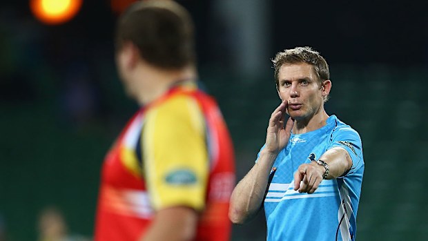 Brumbies coach Stephen Larkham at nib Stadium in Perth.