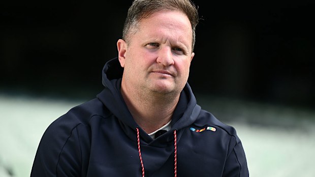 Director of England Mens Cricket Rob Key speaks to the media.