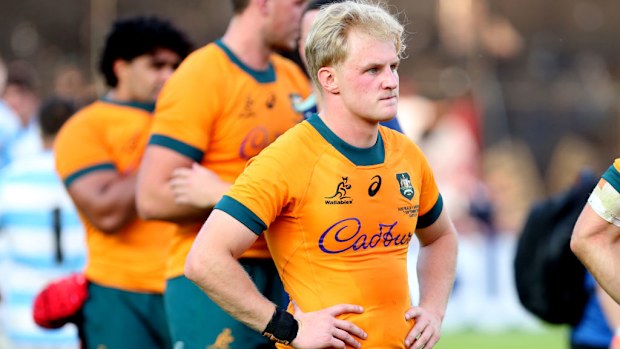 Tom Lynagh of Australia looks dejected.