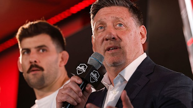 PFL CEO Peter Murray speaks during the Professional Fighters League Pacific launch press conference.