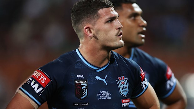 Nathan Cleary looks on during game one of the 2023 State of Origin series.