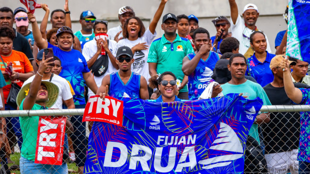 Fijian Drua fans at Churchill Park.