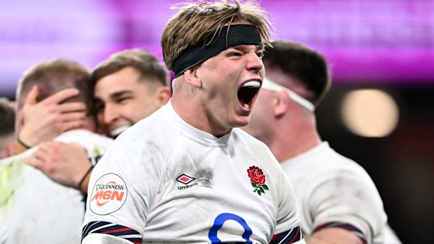Henry Pollock of England celebrates.
