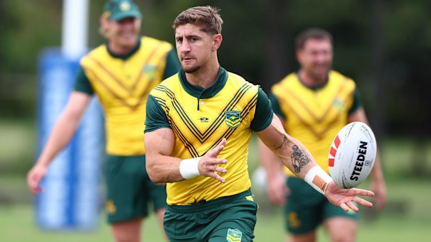 Zac Lomax during an Australia Kangaroos training session.
