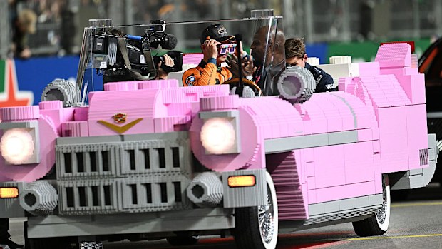 Terry Crews chauffeured the drivers to the podium. 