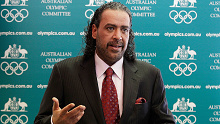 Sheikh Ahmad Al-Fahad Al-Ahmed Al-Sabah speaking at the unveiling of the Australian Olympic Committee Office unveiling. 