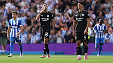 Rodri of Manchester City reacts after James Milner of Brighton & Hove Albion scores.