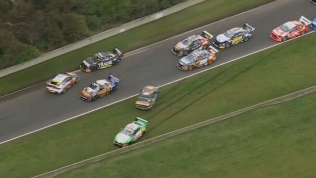 Jamie Whincup got loose on a wet patch on Mountain Straight and caused chaos at the start of the Bathurst 1000.