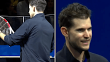 Dominic Thiem hangs up his racquet after playing his last professional match in front of his home crowd.