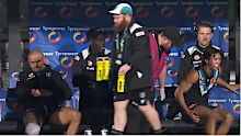 A devastated Port Adelaide bench with Aliir, Powell-Pepper and Rozee all off injured.