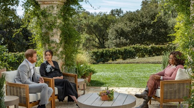harry and meghan with oprah for interview