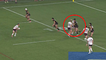 Nathan Cleary is taken out before a try. 