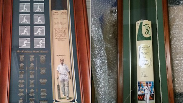 Bats signed by Don Bradman and Ricky Ponting have been stolen from a Hobart home. (AAP)