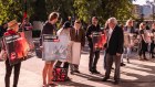 Protesters outside the Woodside AGM in Perth in April.