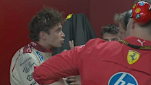 Charles Leclerc sprays his team.