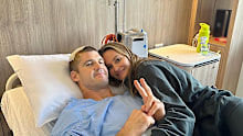 Jonathan Brown and his wife Kylie after the brain surgery.