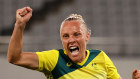 Tameka Yallop celebrates scoring the Matildas’ first goal of their Tokyo 2020 campaign on Wednesday.