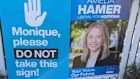 Liberal candidate for Kooyong Amelia Hamer hits back after Peter Jordan was filmed removing one of her campaign signs last week.