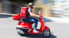 A DoorDash delivery rider.