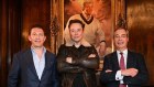 Nick Candy, Elon Musk and Nigel Farage at Mar-a-Lago after their meeting.