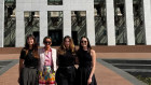 Daphne Berry, Molly Benjamin, Emma Edwards and Natasha Etschmann pose for an Instagram story before the lock-up.