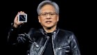 Nvidia CEO Jensen Huang with the company’s Blackwell processing chip.
