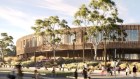 An artist’s impression of the Macquarie Point Stadium in Hobart.