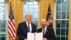 Arthur Sinodinos presents his credentials to US President Donald Trump in early February.