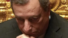 On the outer. Mario Draghi in the Senate on Wednesday.