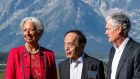 European Central Bank president Christine Lagarde, Bank of Japan governor Kazuo Ueda, and Fed chairman Jerome Powell. 