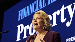 Housing Minister Clare O’Neil speaking at the AFR Property Summit.