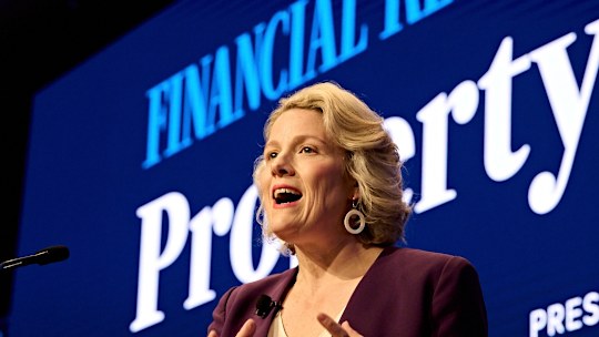Housing Minister Clare O’Neil speaking at the AFR Property Summit.