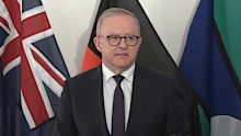 Prime Minister Anthony Albanese speaking in New York.