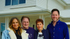 (L-R) Christine Osborne, Henry Osborne, Rebecca Silvey and  Nathan Silvey in front of their homes in Eynesbury.