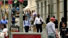 Pedestrians outside the New York Stock Exchange this week. Domestic demand in the US is surprising everyone by its strength.