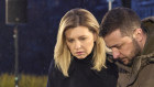 Ukrainian President Volodymyr Zelensky and his wife Olena pay tribute at a monument to victims of the Holodomor. 