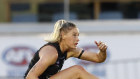 Tayla Harris in action for Carlton in January this year in an AFLW match. 
