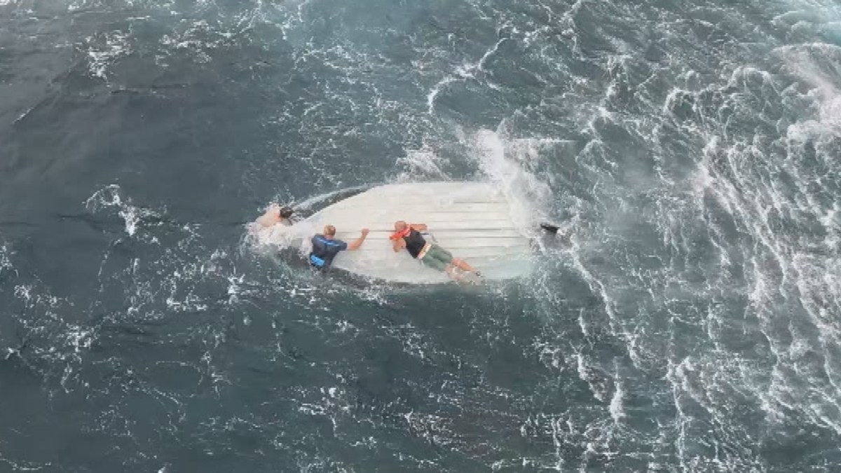 Three fishermen saved after freak wave throws them overboard | Nine.com.au