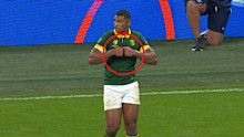 Inside their own 22, the Springboks signal for a scrum from a mark.