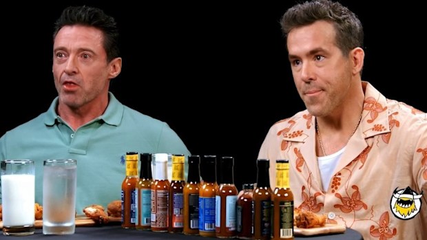 Hugh Jackman and Ryan Reynolds on Hot Ones