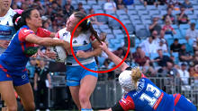 Hannah Southwell was penalised and placed on report after tugging at Georgia Hale's hair in a tackle.
