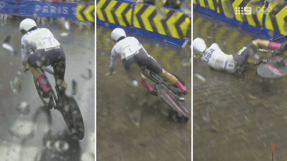 Paris Olympics 2024 USA cyclist Chloé Dygert crashes in women's