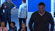 Warrington coach Sam Burgess involved in a heated clash with Hull FC director Richie Myler. 