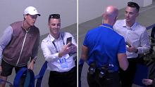 Jannik Sinner was stopped for a photo before the man's accreditation was taken.