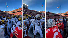 Ohio State and Michigan players fight after the game. 