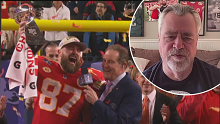 Ed Kelce reacts to his son's Super Bowl victory with the Chiefs.