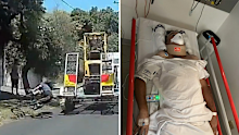 The 58-year-old cyclist was crushed and spent two nights at the Royal Melbourne Hospital.