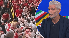 Craig Foster reacts to crowd behaviour at the Euros.